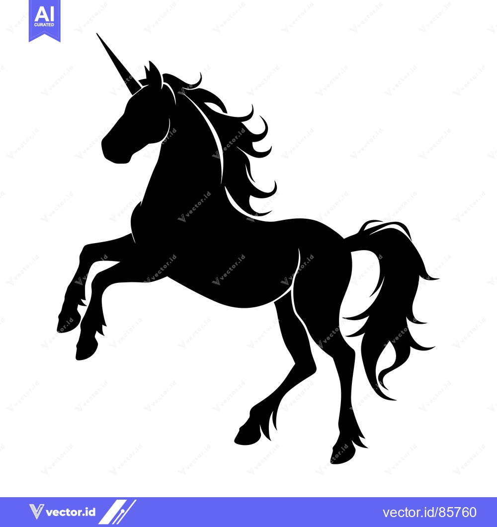Premium Vector of Black Silhouette of a Unicorn Standing on Its Hind Legs