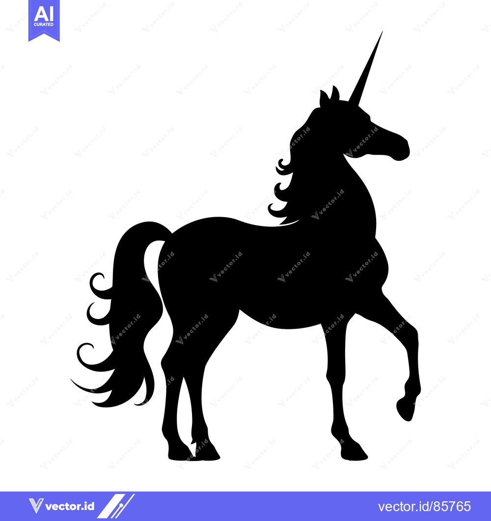 Premium Vector of Black Silhouette of a Unicorn Standing on a White Background
