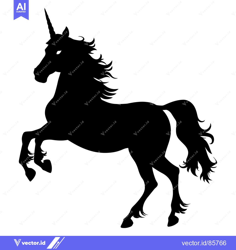 Premium Vector of Black Silhouette of a Rearing Unicorn