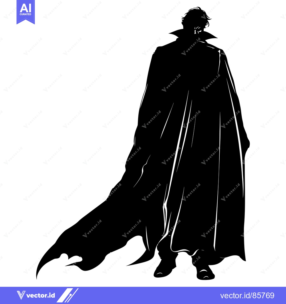 Premium Vector dari Silhouette of a Man in a Long Cloak