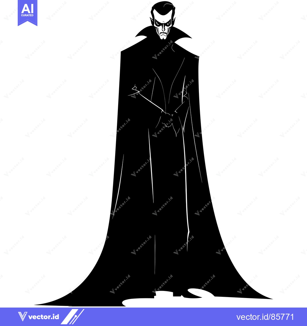 Premium Vector dari A Silhouette of a Vampire Wearing a Long Cape
