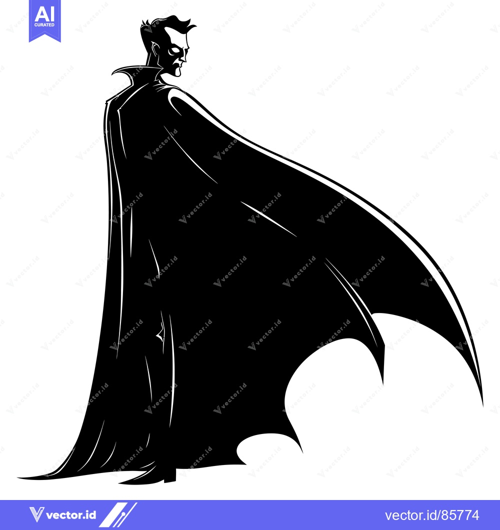 Premium Vector dari A Silhouette of a Man in a Cape with Wings