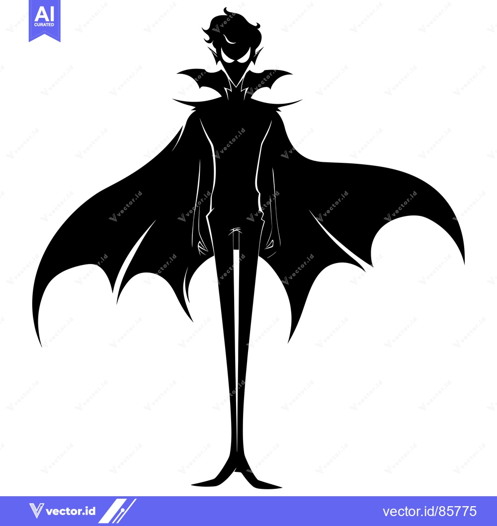 Premium Vector dari Silhouette of a Vampire with Bat Wings