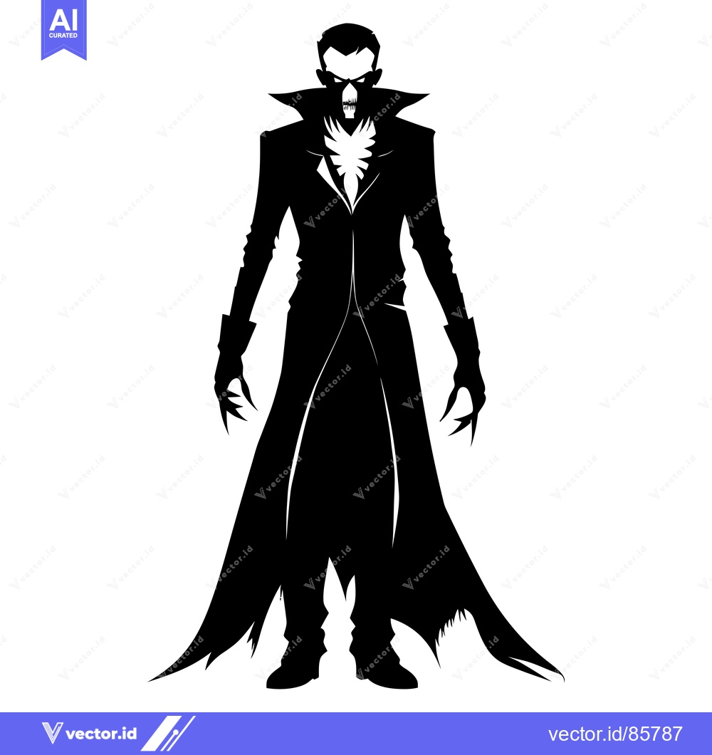Premium Vector dari Black and White Silhouette of a Male Vampire with Claws