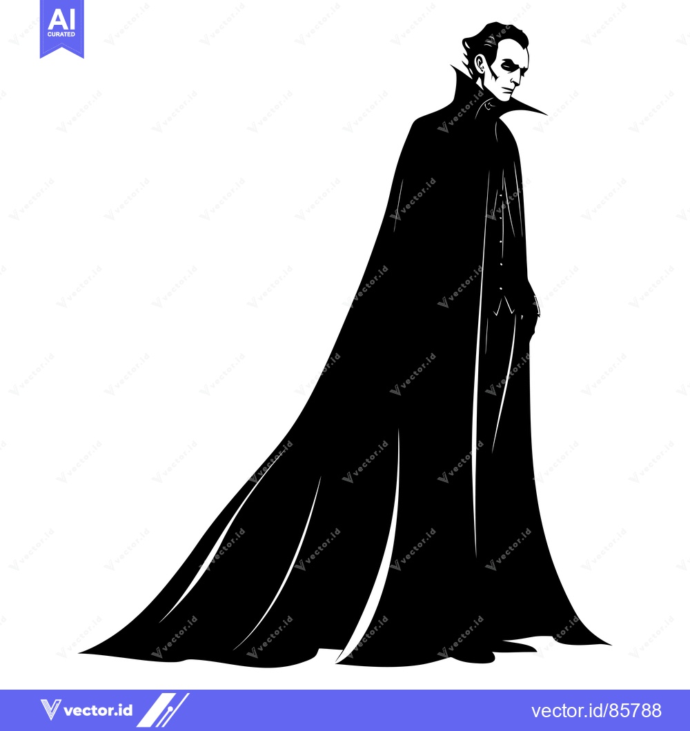 Premium Vector dari A Silhouette of a Man Wearing a Long Cloak
