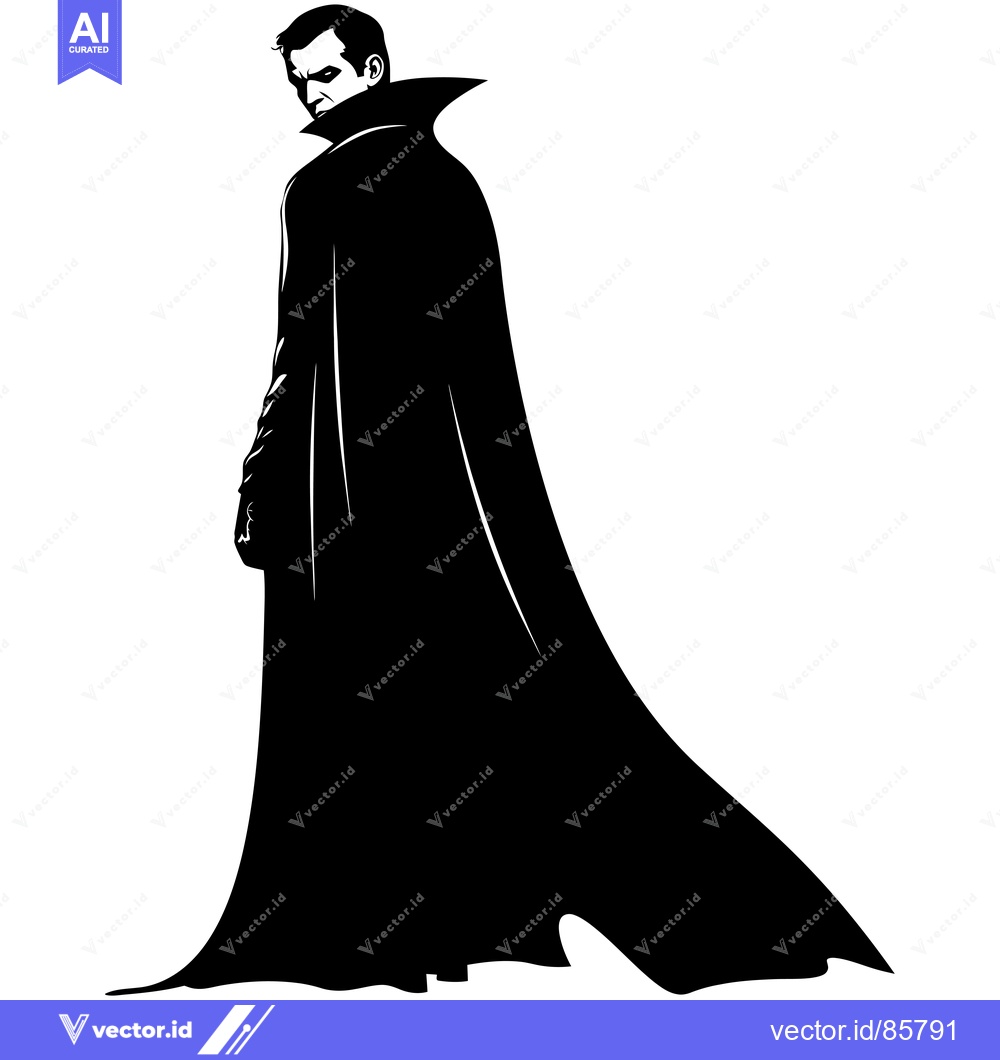 Premium Vector dari Silhouette of a Man in a Cape, Looking Downward