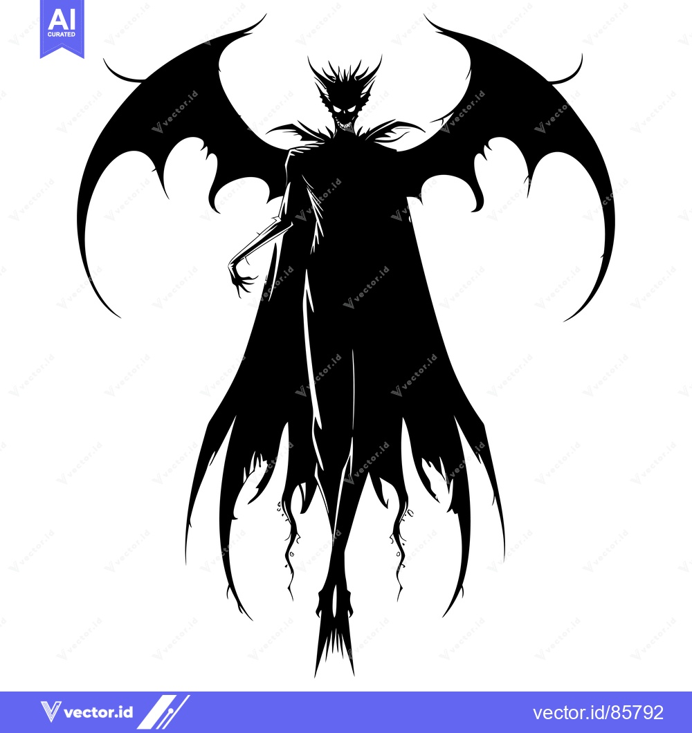 Premium Vector dari Silhouette of a Winged Demon with Claws and Spiked Hair