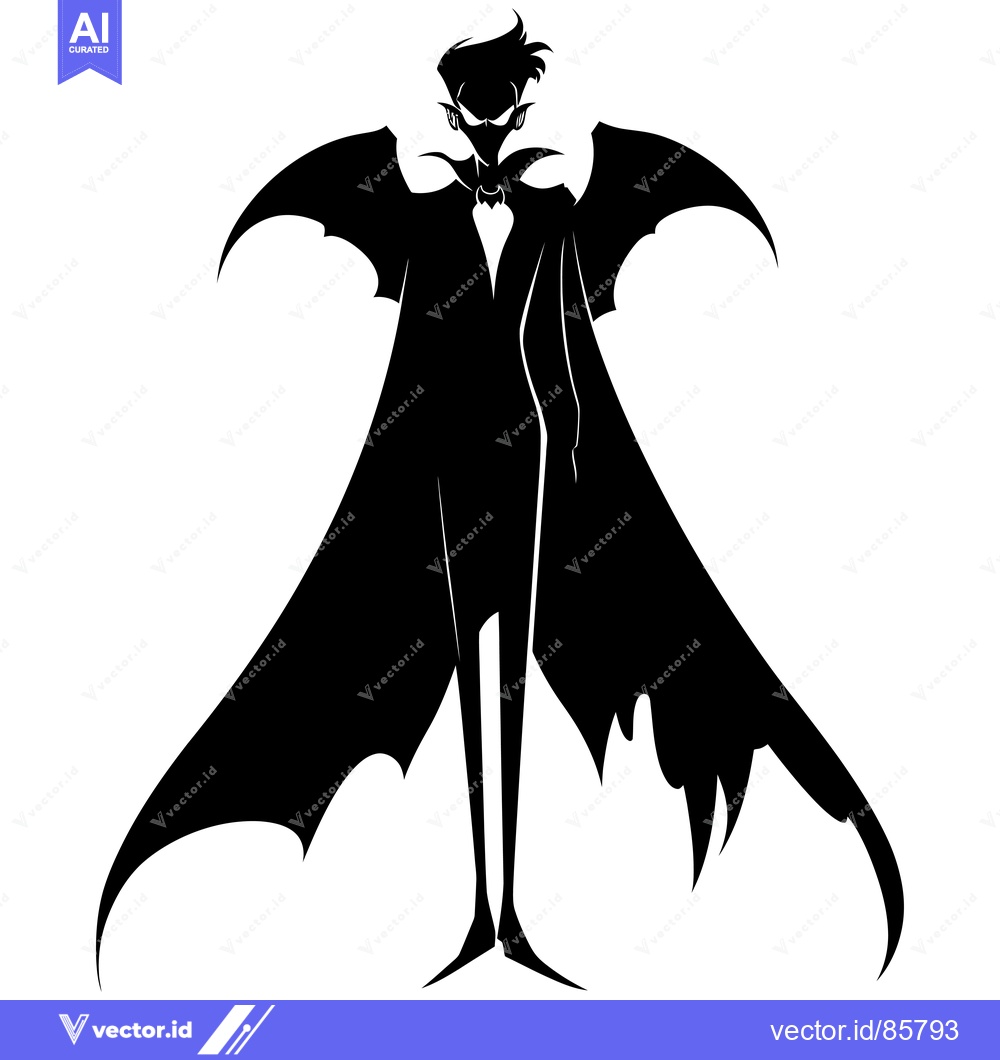 Premium Vector of Black and White Silhouette of a Vampire with Wings
