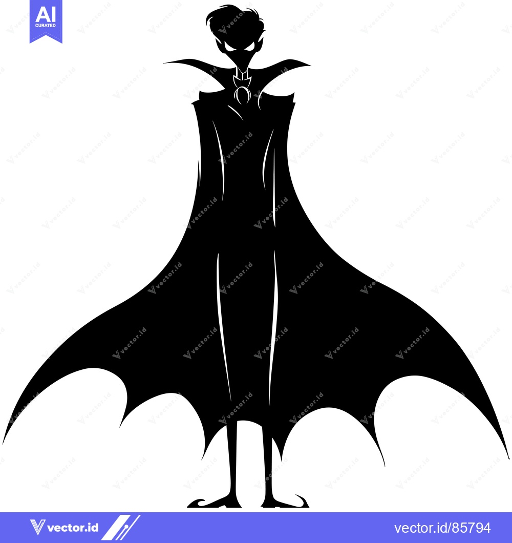 Premium Vector dari Silhouette of a Person in a Cape with Spiked Shoes