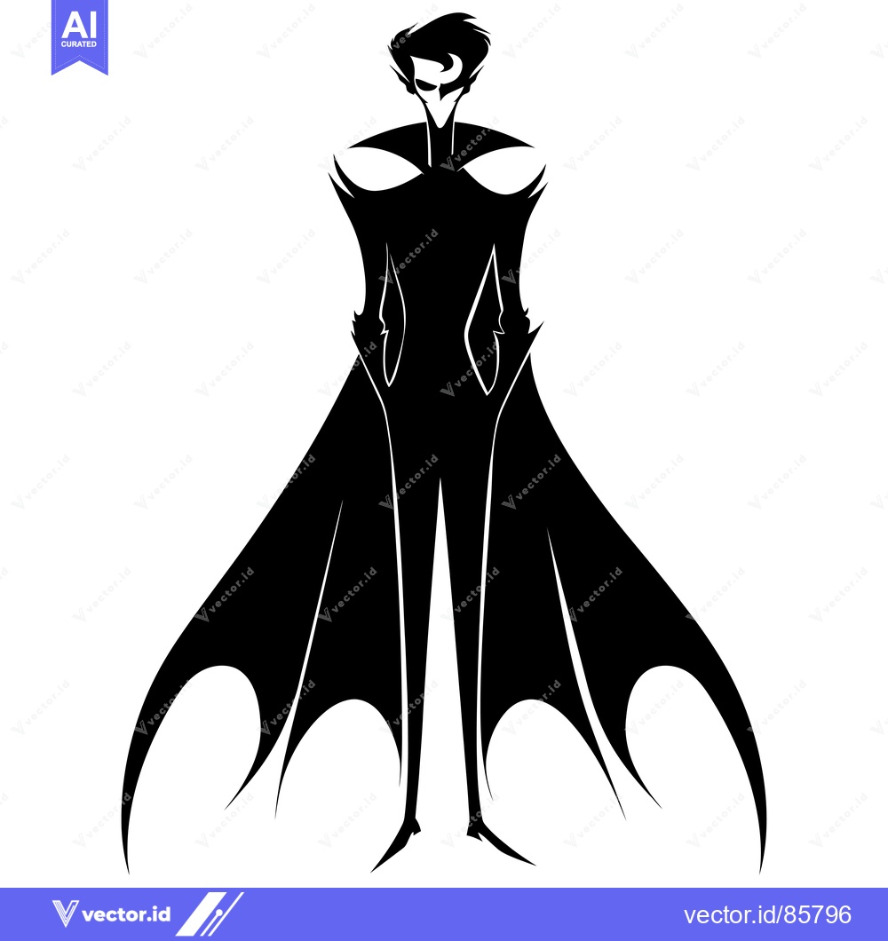 Premium Vector of Stylized Silhouette of a Figure with a Flowing Cape