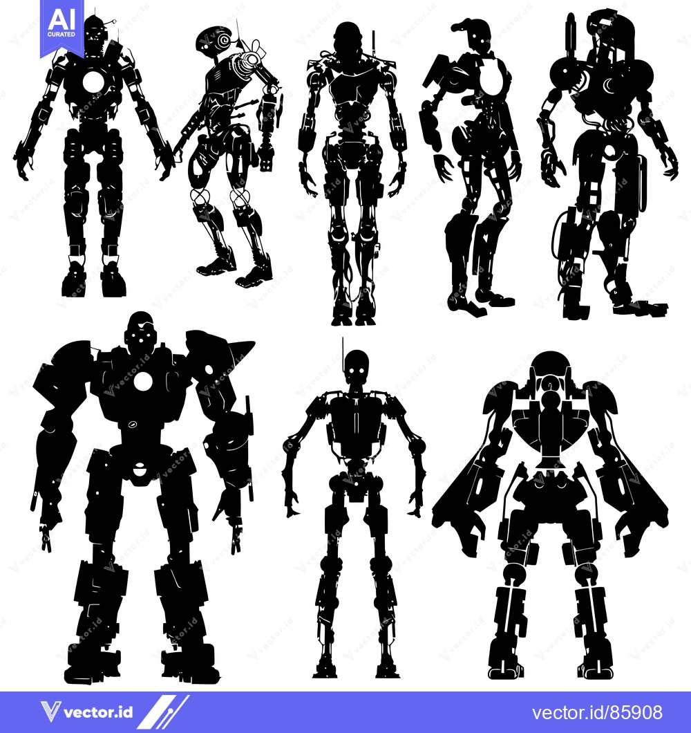 Premium Vector dari Silhouettes of  Various  Robot  Designs