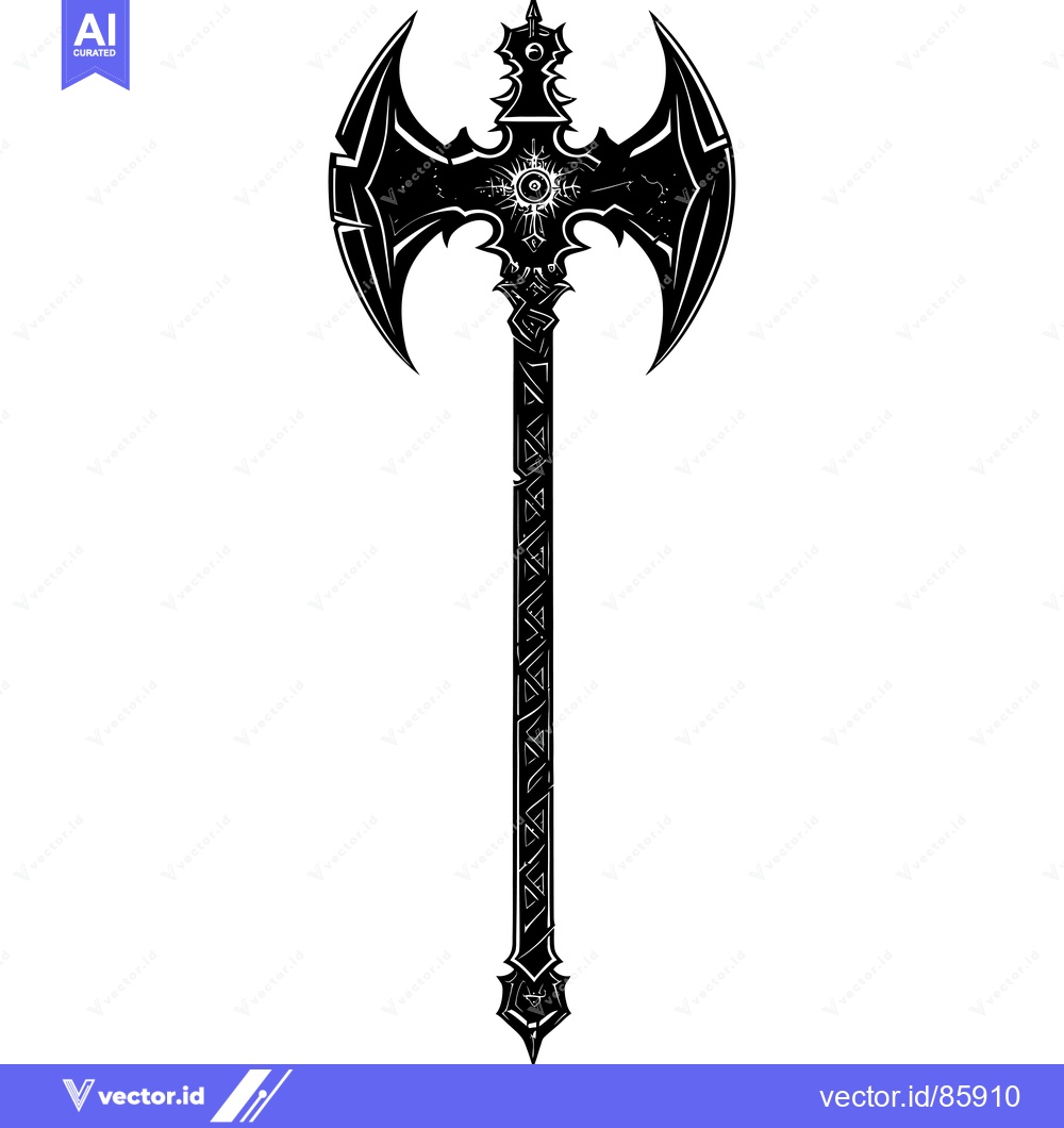 Premium Vector dari Ornate Black and White Double-Headed Axe