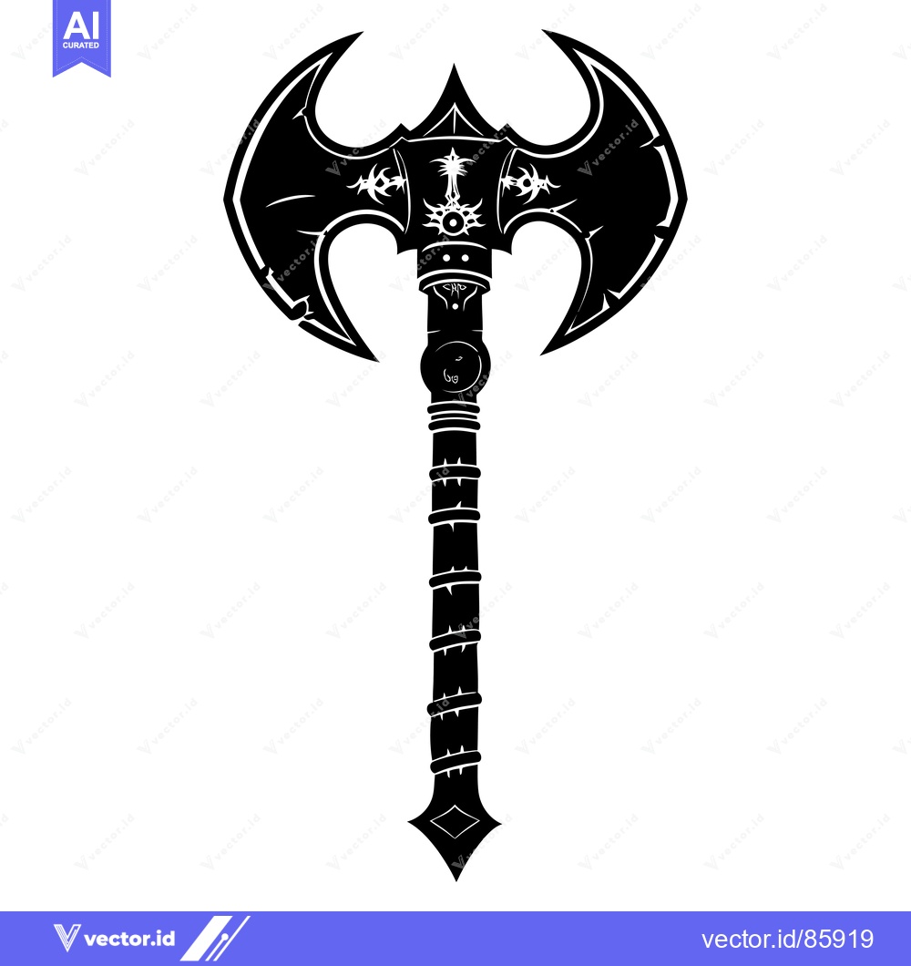 Premium Vector dari Ornate Double-Headed Axe with Intricate Design