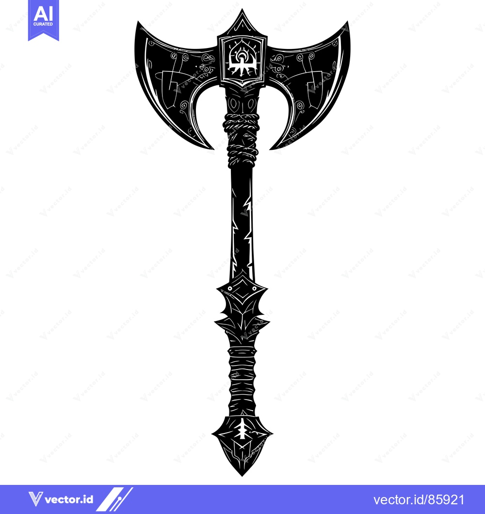 Premium Vector dari Ornate Double-Headed Axe with Symbolic Detailing