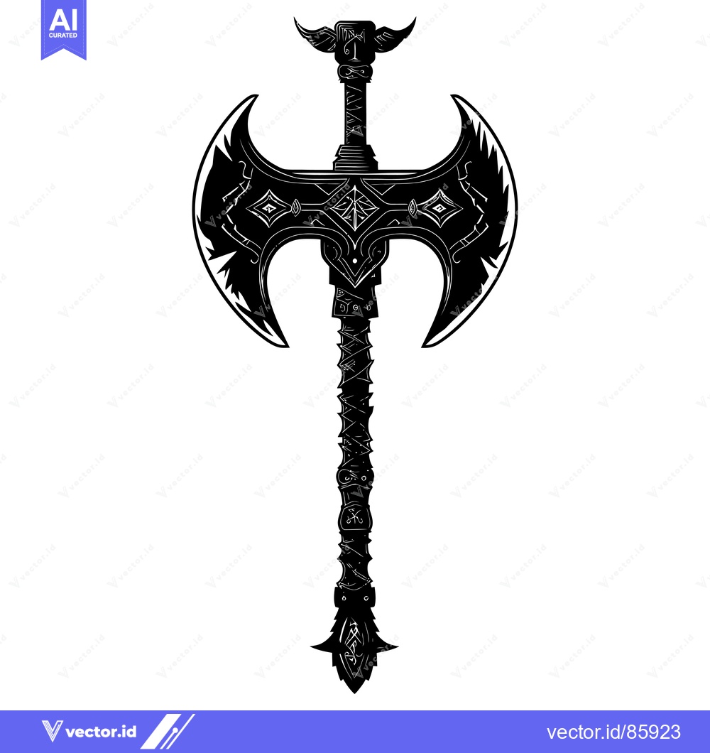 Premium Vector dari Ornate Double-Headed Axe with Intricate Design