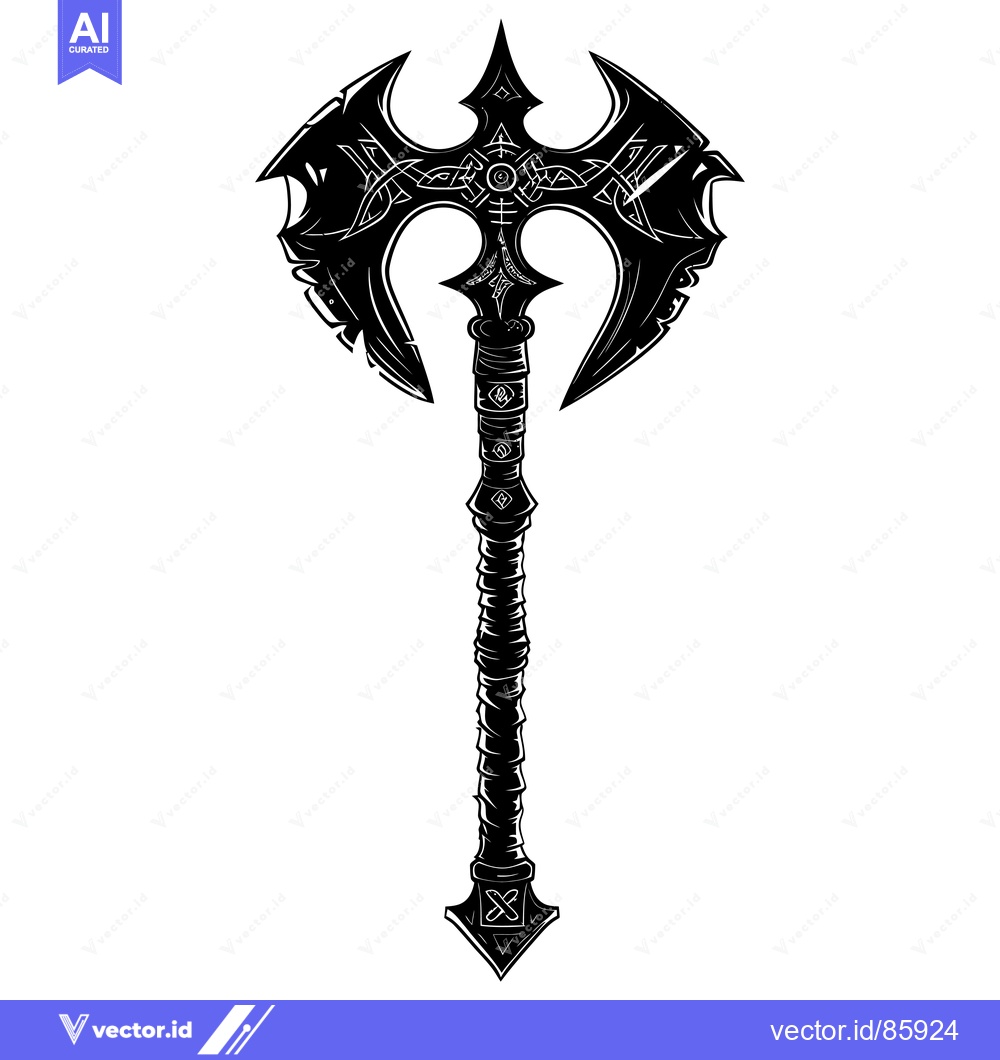 Premium Vector of Ornate Double-Headed Axe with Celtic Knotwork