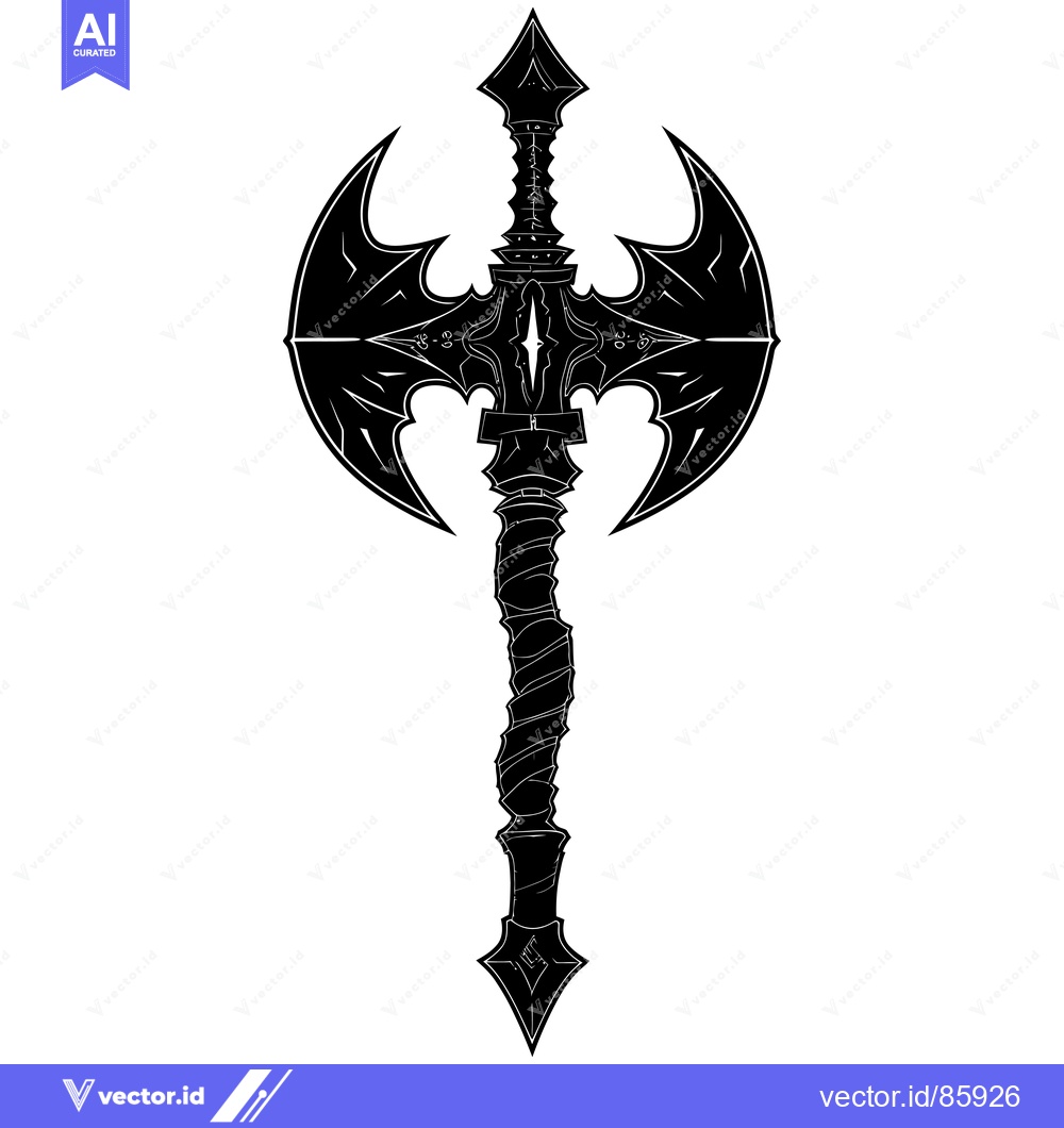Premium Vector dari Ornate Double-Headed Axe with Intricately Designed Handle