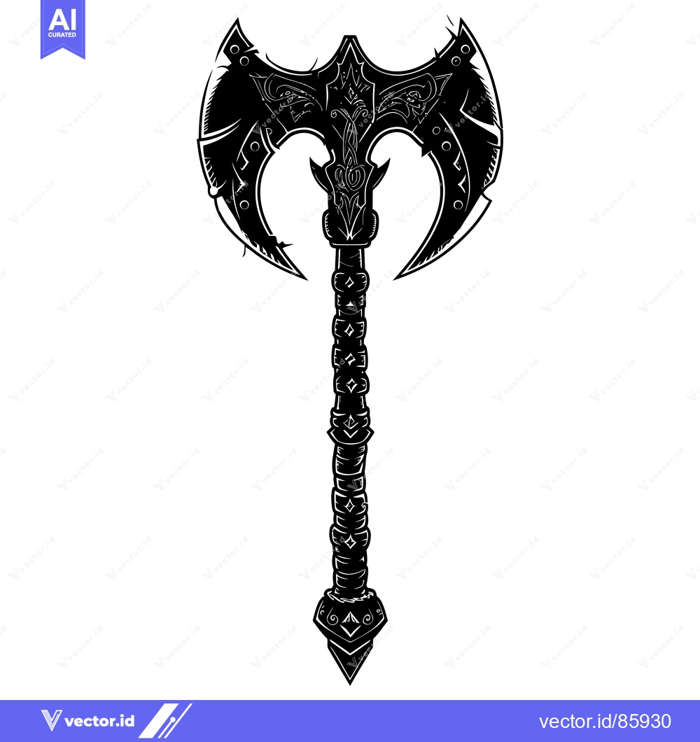 Premium Vector dari Ornate Double-Headed Axe with Intricate Design