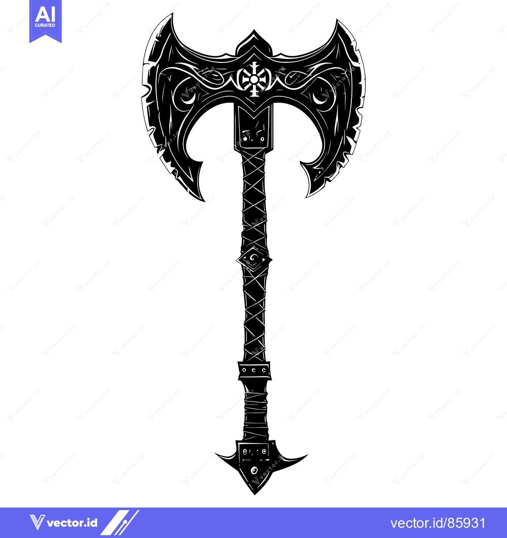 Premium Vector dari Ornate Double-Headed Axe with Intricate Design and Symbolic Ornamentat