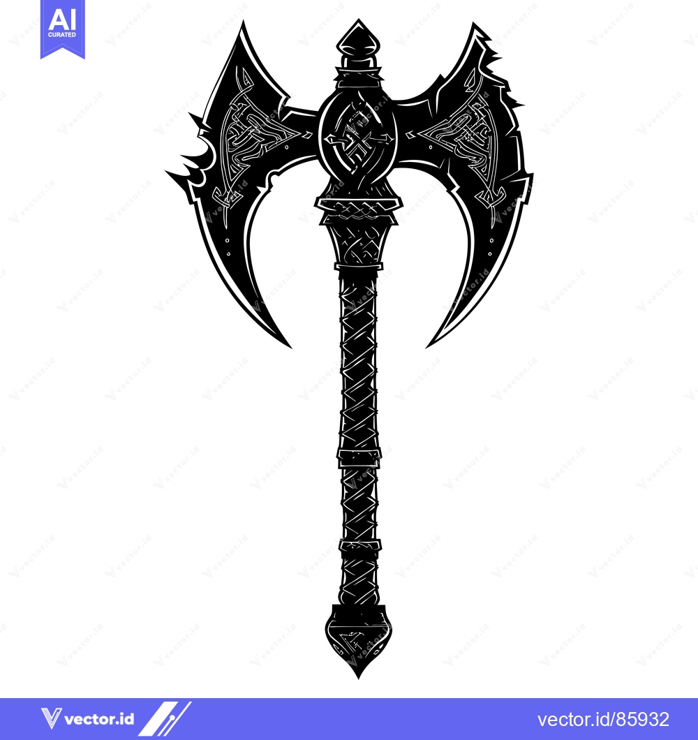 Premium Vector dari Ornate Double-Headed Axe with Intricate Design
