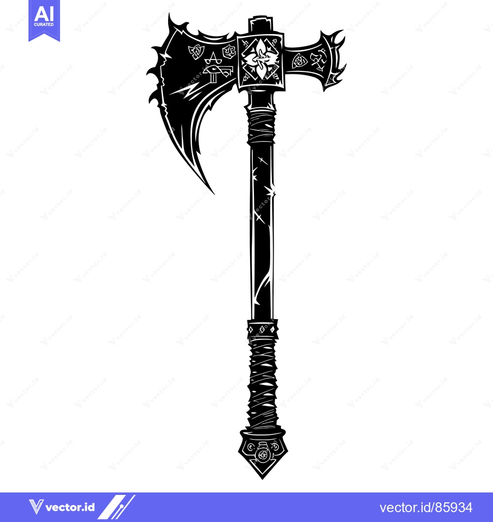 Premium Vector dari Ornate Black and White Double-Headed Axe