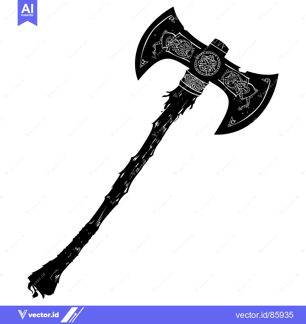 Premium Vector dari Ornate Double-Headed Axe with Intricate Knotwork Designs
