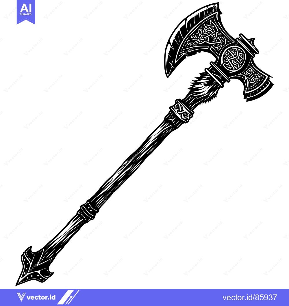 Premium Vector dari Ornate Viking Axe with Intricate Carvings