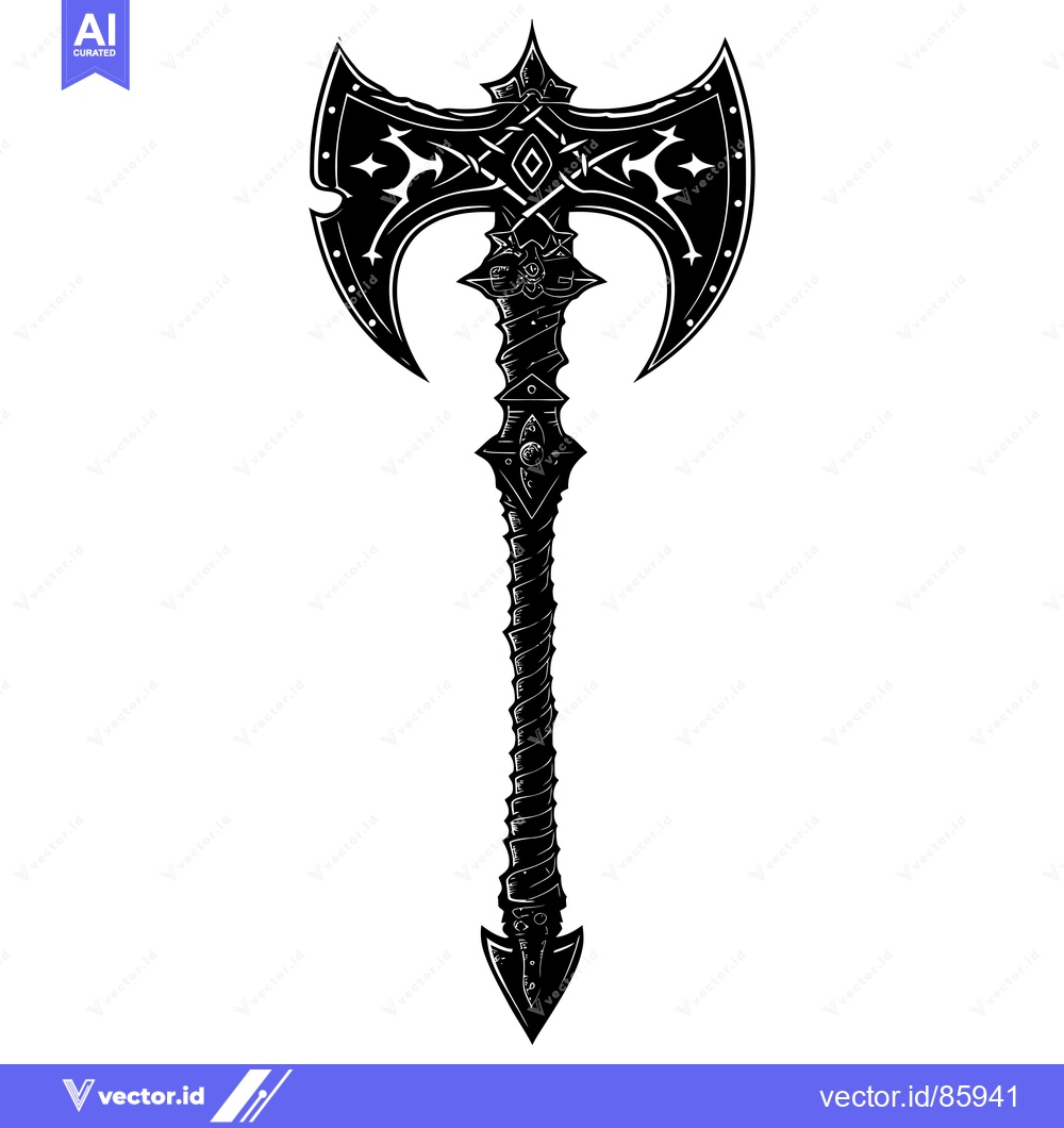 Premium Vector dari Ornate Double-Headed Axe with Intricate Details