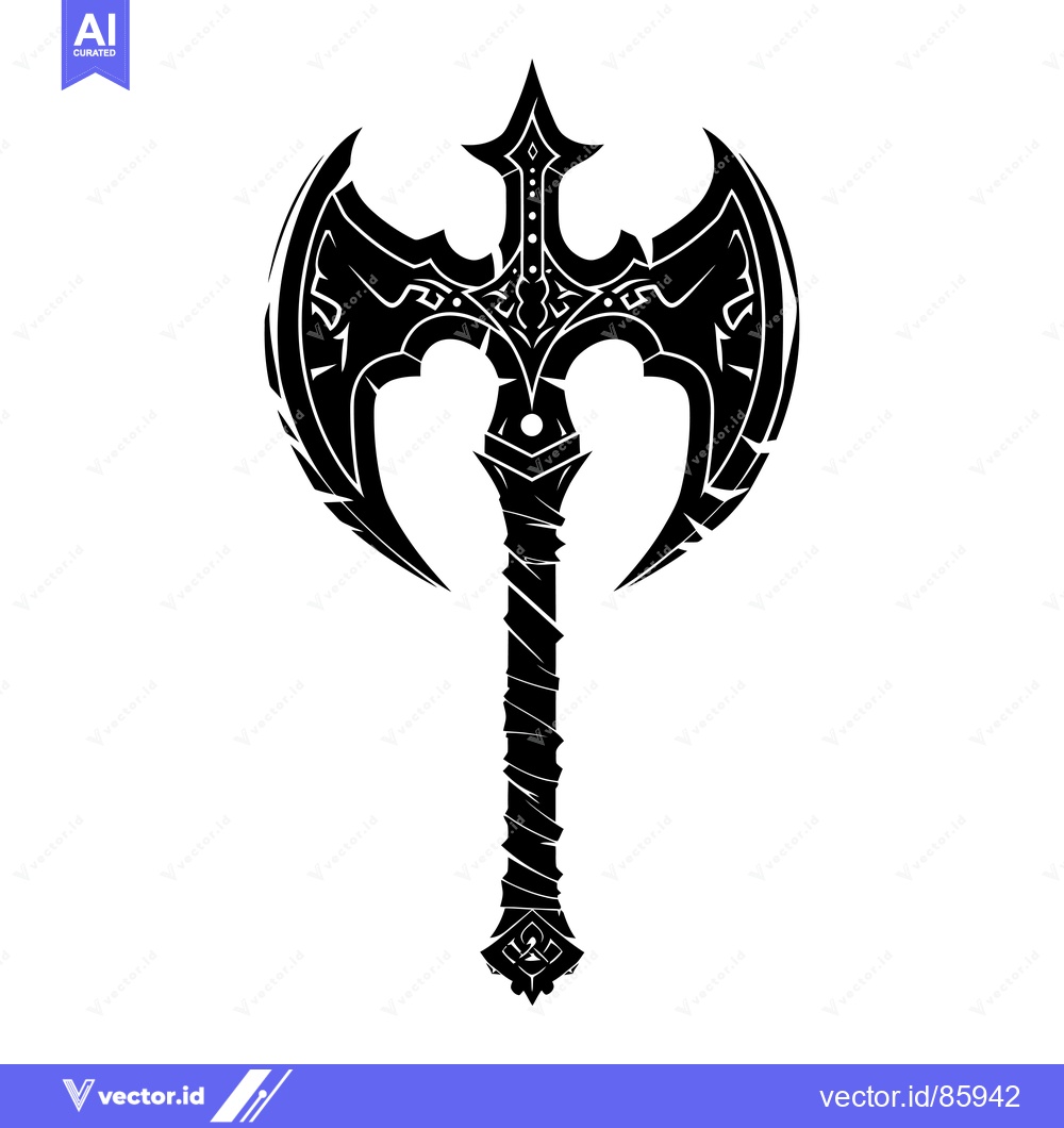 Premium Vector dari Ornate Double-Headed Axe with Intricate Design
