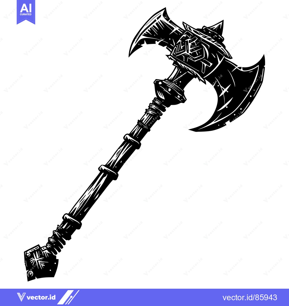 Premium Vector of Ornate Double-Headed Axe with Intricate Detailing