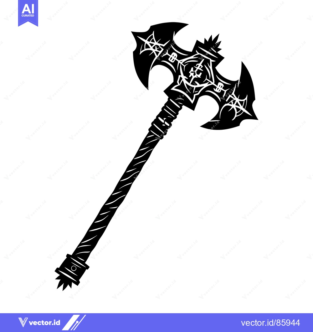 Premium Vector dari Ornate Double-Headed Axe with Spiked Handle