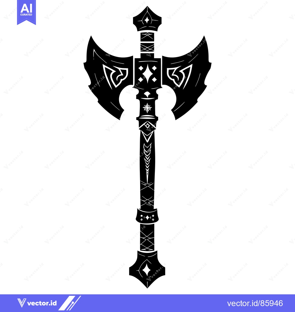 Premium Vector dari Ornate Double-Headed Axe with Intricate Details