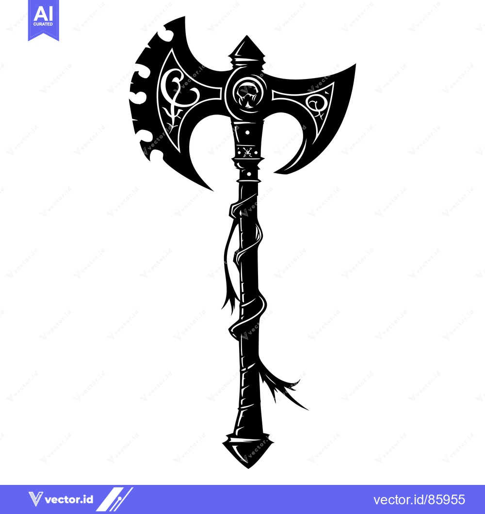 Premium Vector dari Ornate Double-Headed Axe with Intricate Designs