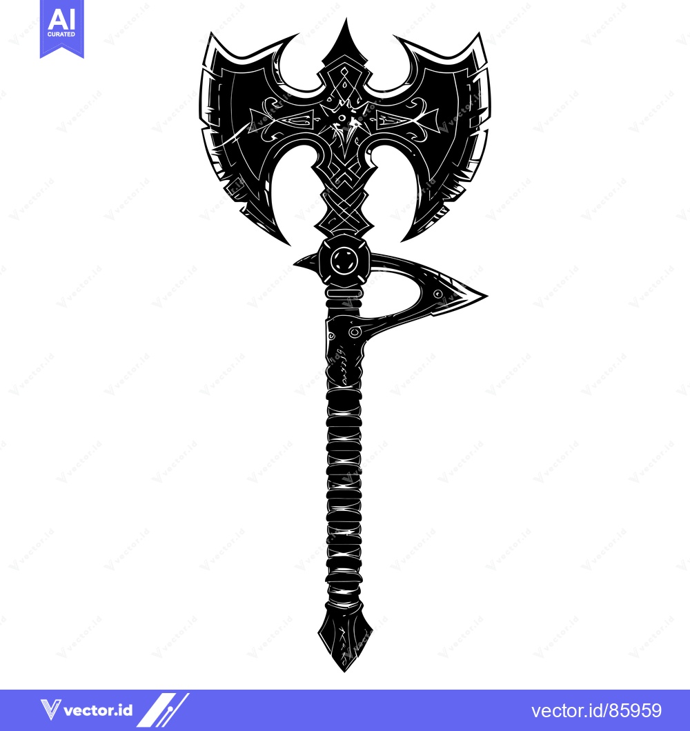 Premium Vector dari Ornate Double-Headed Axe with Intricate Details
