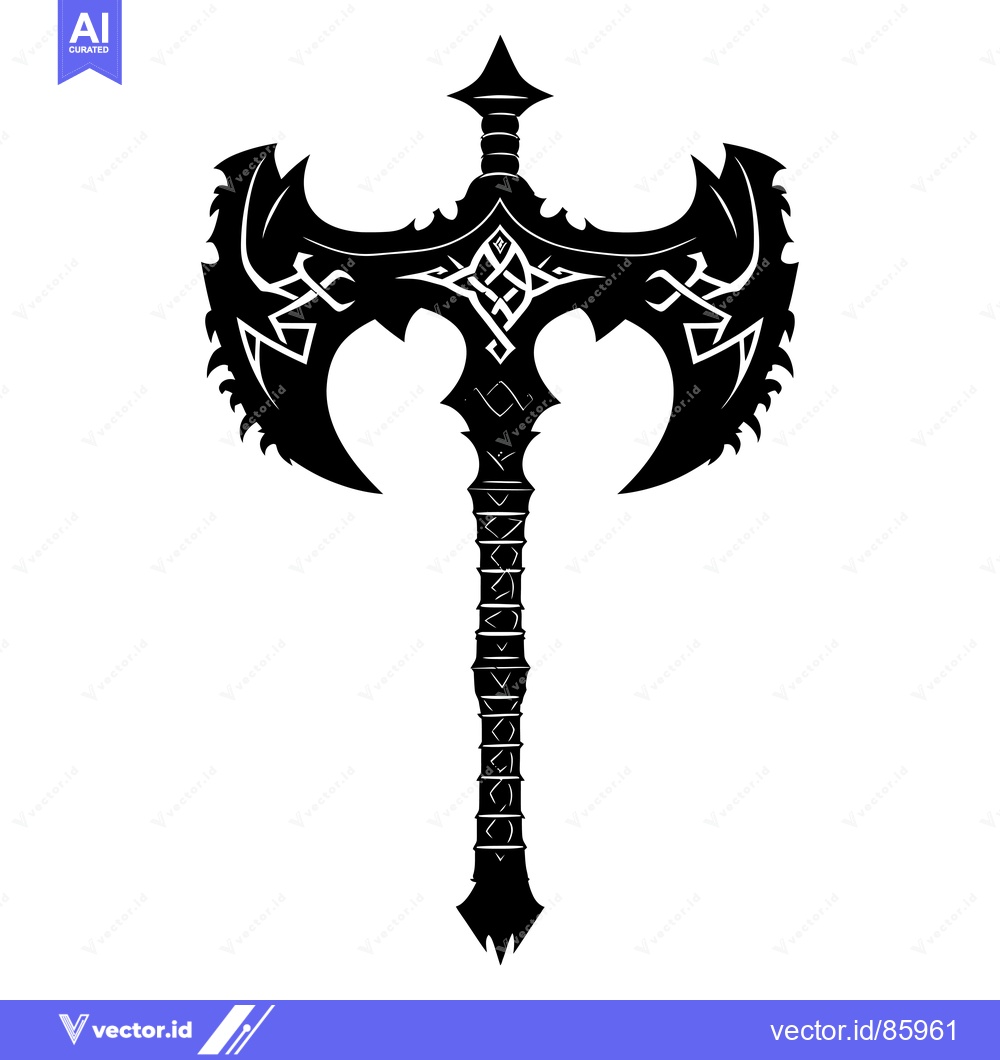 Premium Vector dari Ornate Double-Headed Axe with Intricate Designs