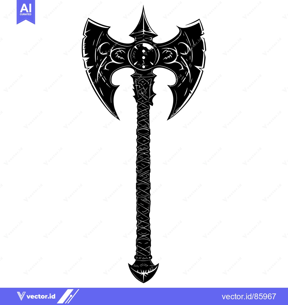 Premium Vector dari Ornate Double-Headed Axe with Intricate Design