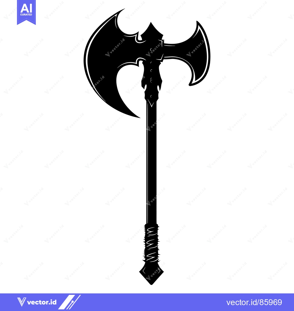 Premium Vector of Black and White Silhouette of a Double-Headed Axe
