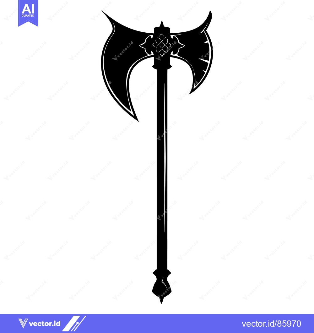 Premium Vector dari Black and White Silhouette of a Double-Headed Axe