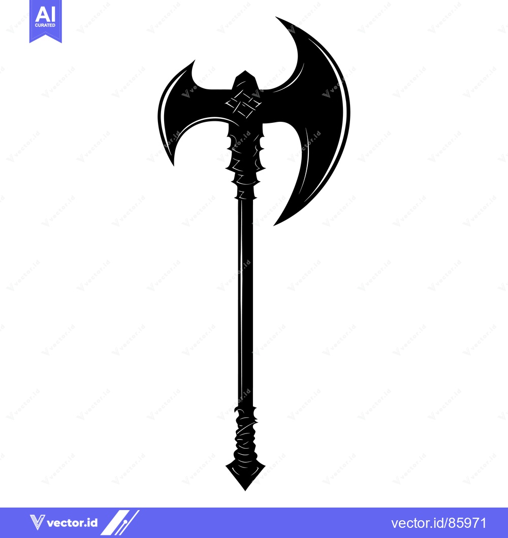 Premium Vector dari A silhouette of a double-headed battle axe with intricate details