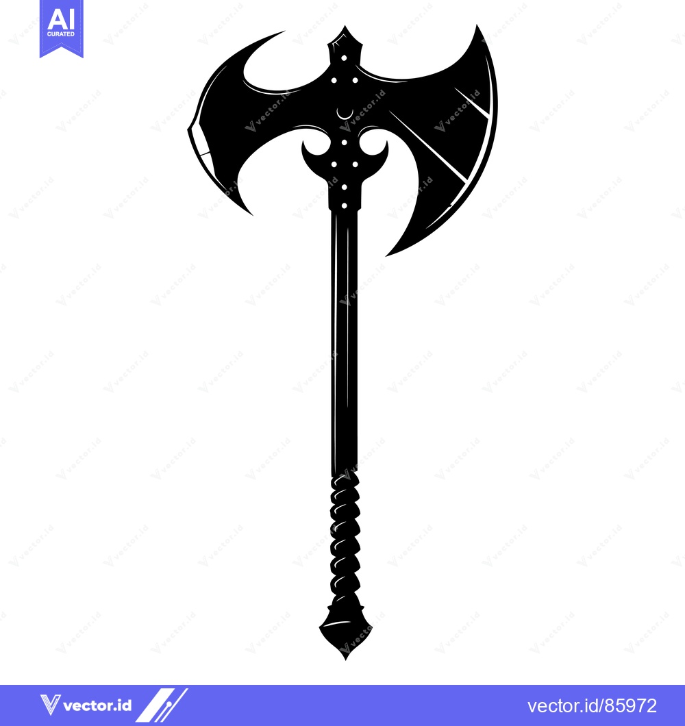 Premium Vector of A Black and White Silhouette of a Double-Headed Axe