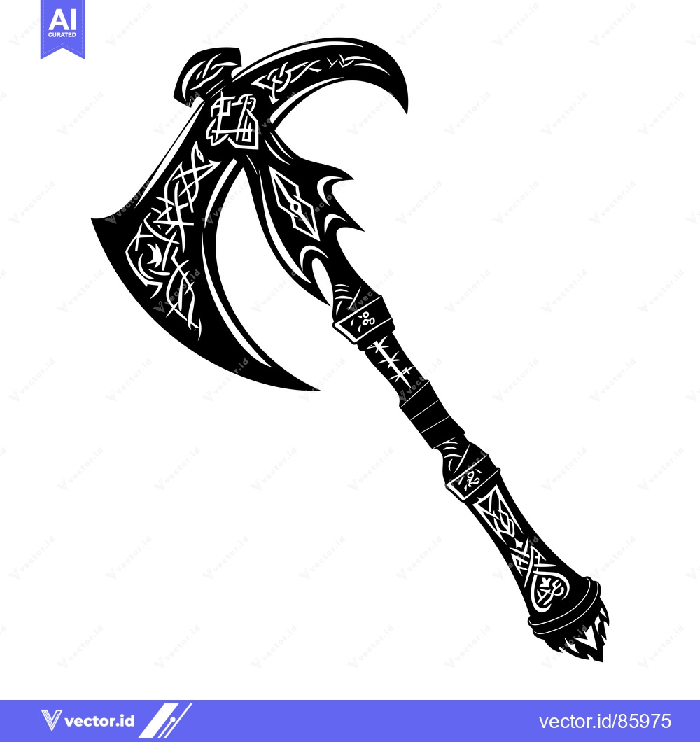 Premium Vector dari Ornate Black and White  Celtic Axe Weapon