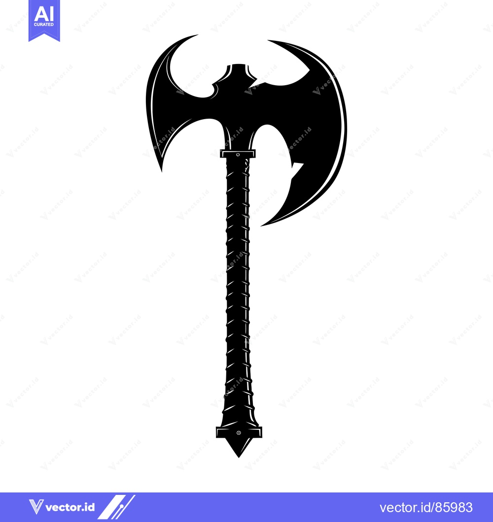 Premium Vector of Black and White Silhouette of a Double-Headed Axe