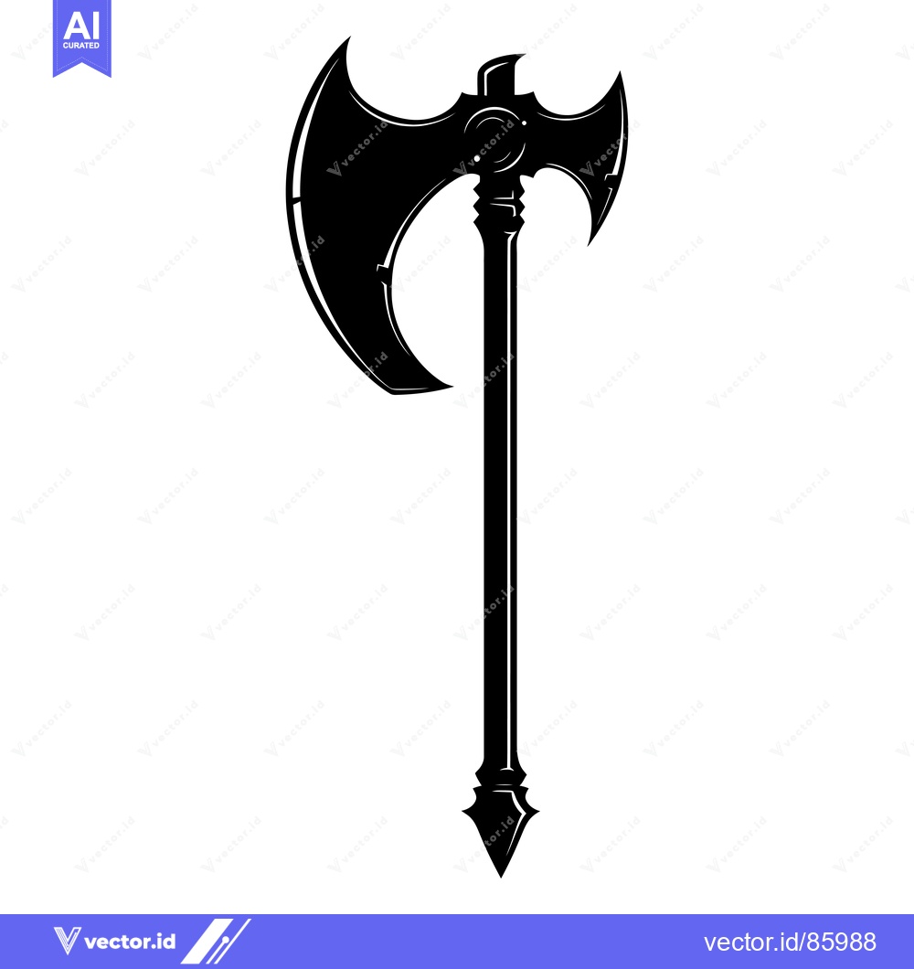 Premium Vector dari A Black and White Illustration of a Double-Headed Axe