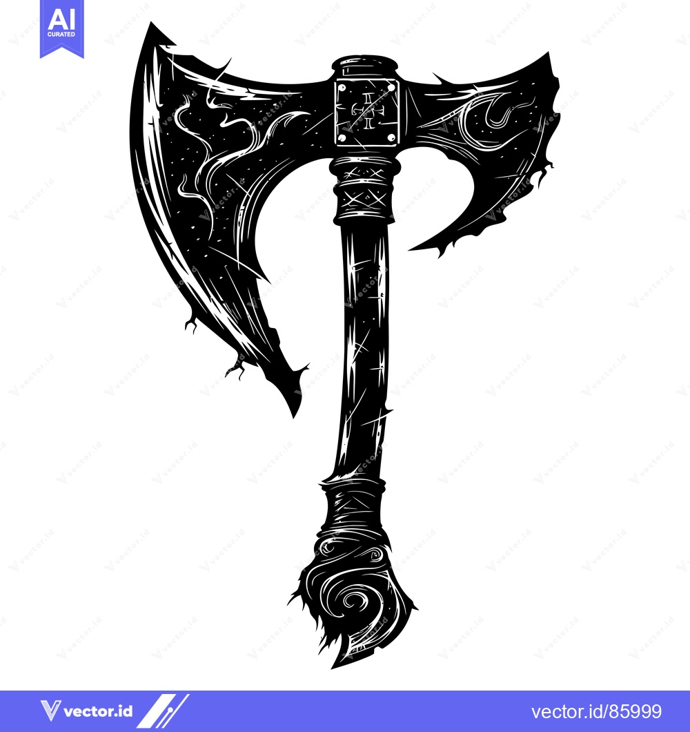 Premium Vector dari Ornate Double-Headed Axe with Intricate Design