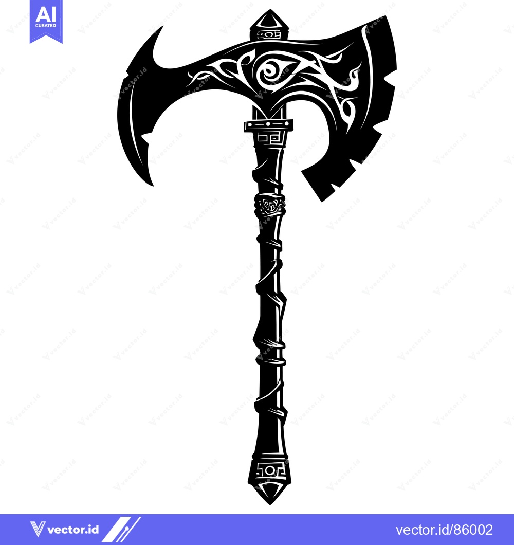 Premium Vector dari Ornate Double-Headed Axe with Intricate Tribal Designs