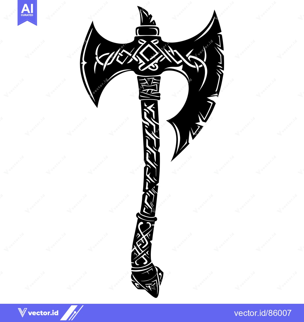 Premium Vector dari Ornate Double-Headed Axe with Intricate Pattern
