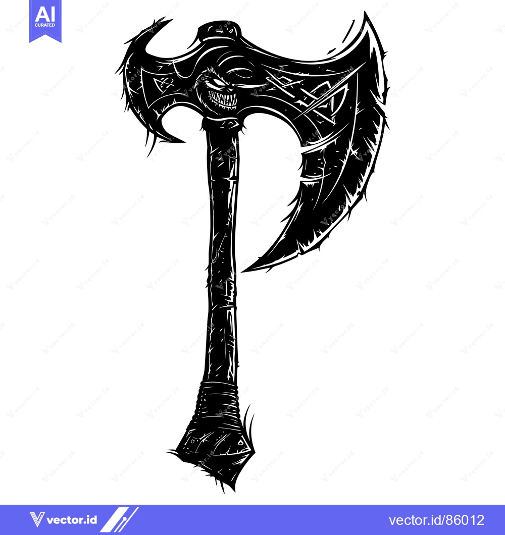 Premium Vector dari Black and White Illustration of a Double-Headed Axe