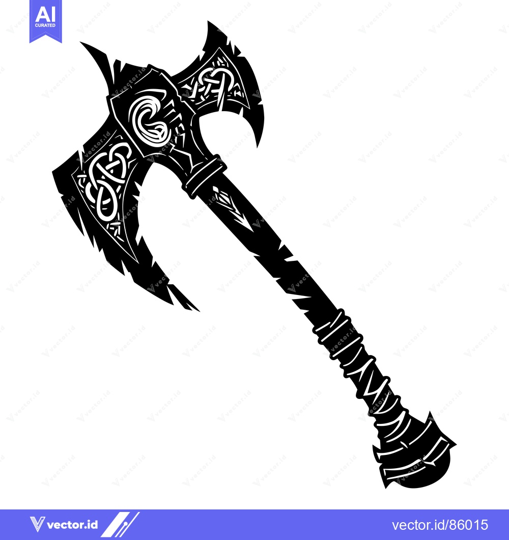 Premium Vector dari Ornate Double-Headed Axe with Celtic Knotwork Design