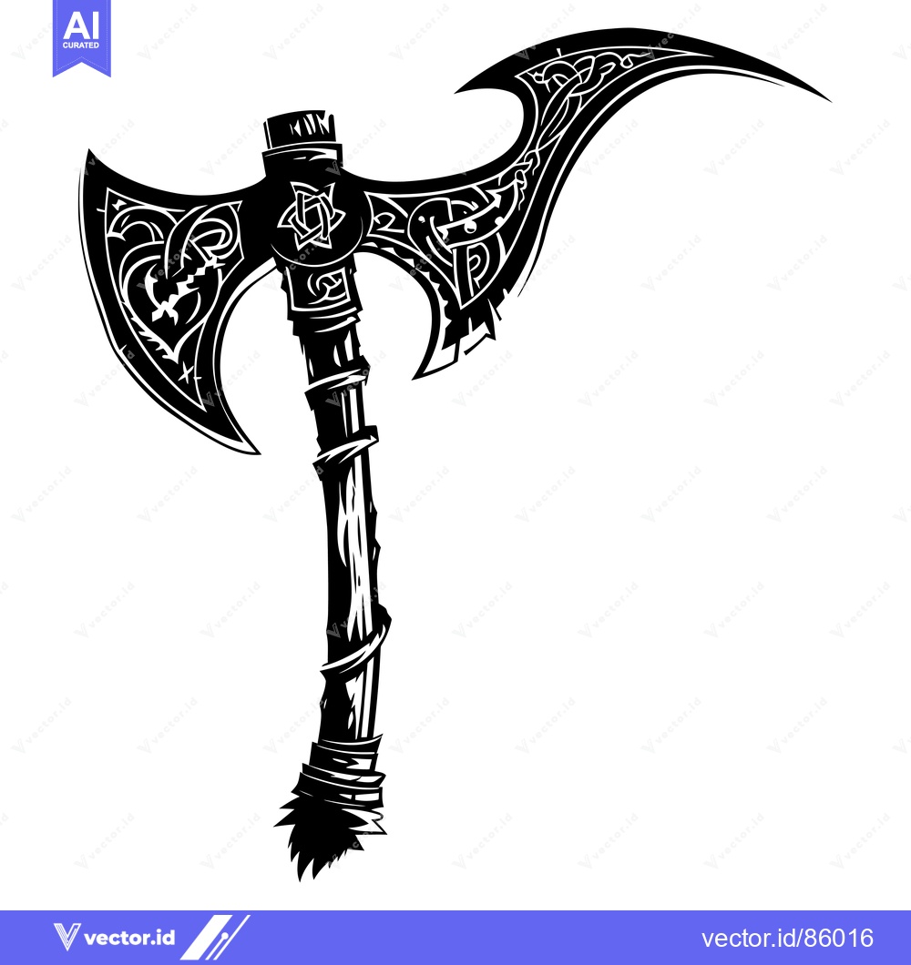 Premium Vector dari Ornate Viking Axe with Intricate Knotwork Design