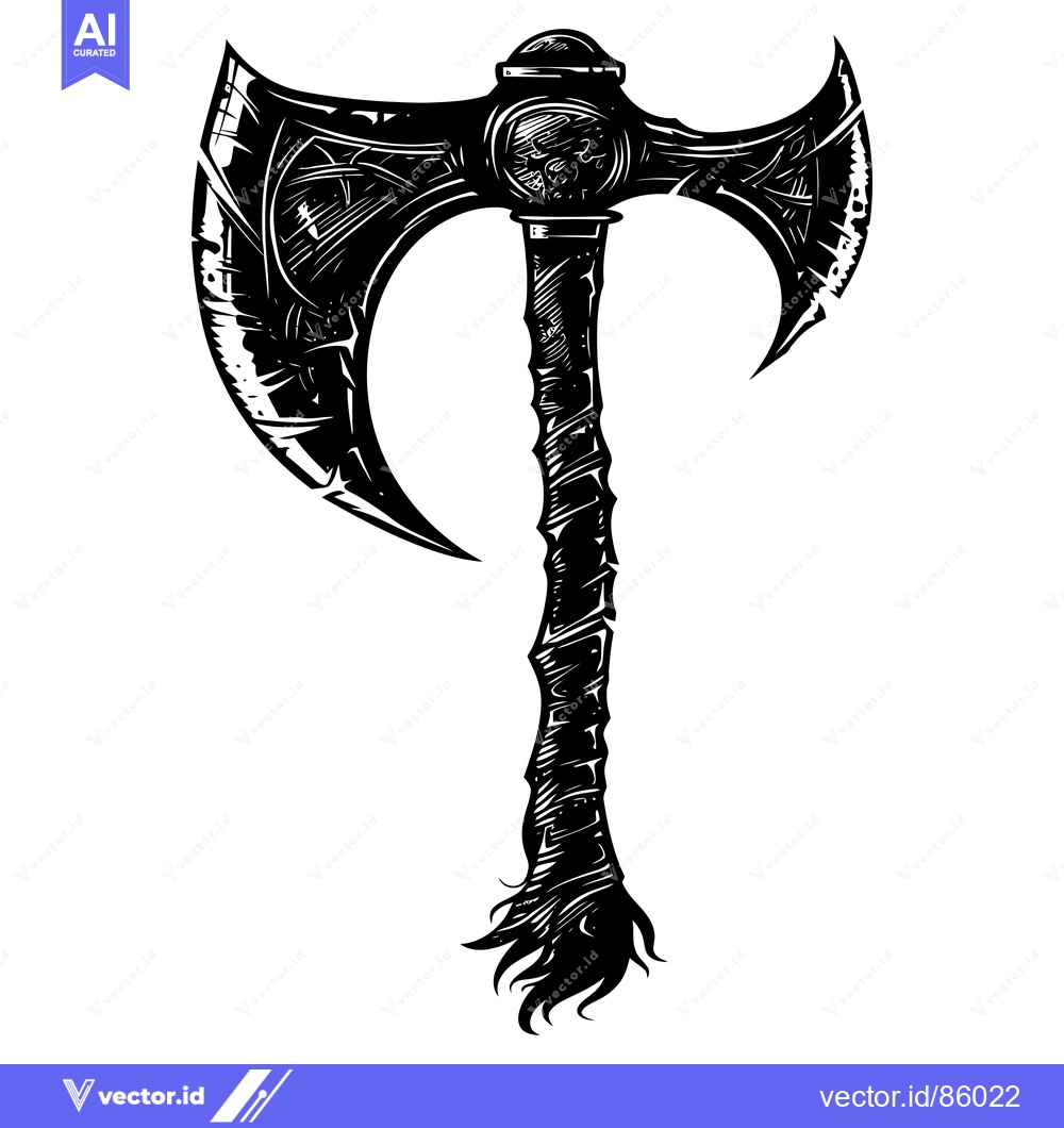 Premium Vector dari Ornate Double-Headed Axe with Detailed Carvings
